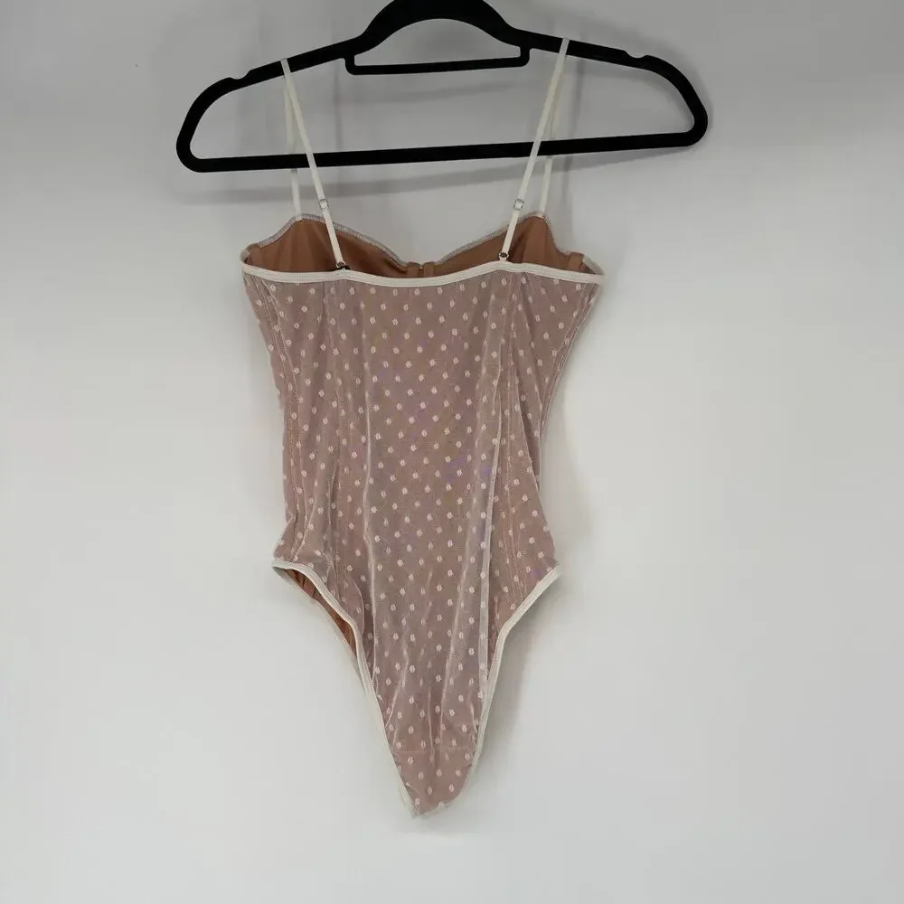 NWT White Fox No Looking Back Bodysuit Women's Size S White Polka Dot Underwired - Picture 3 of 10